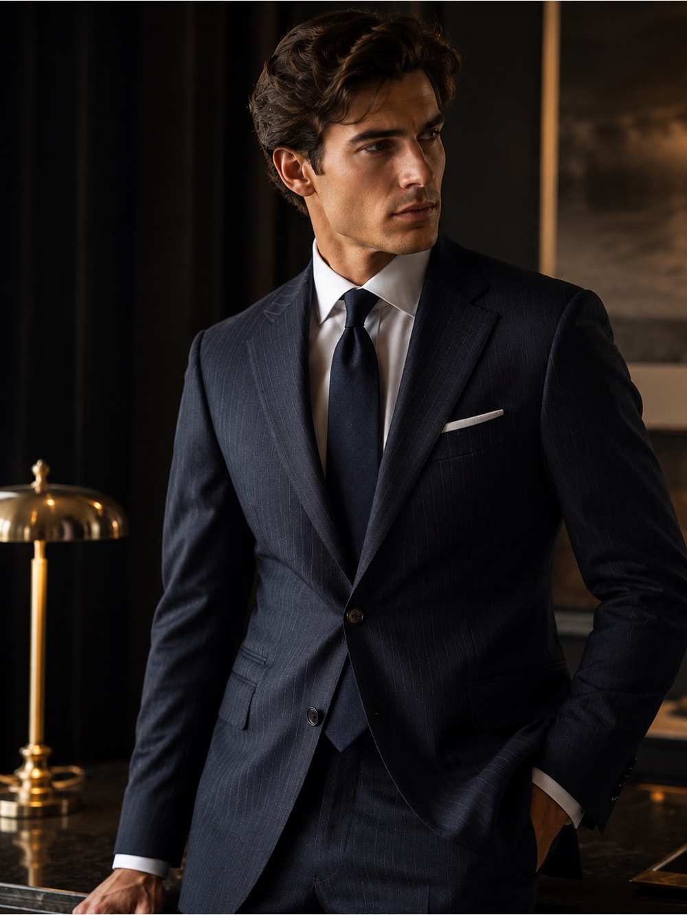 Ermenegildo Zegna Navy Pinstripe Blazer Jacket